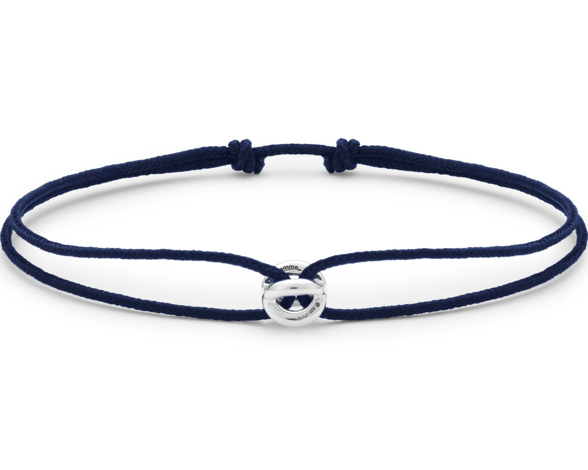 bracelet cordon entrelacs bleu marine le 1g