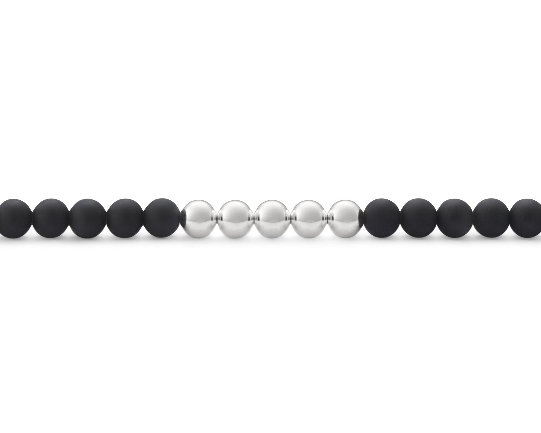 soft black bead bracelet with 5 silver beads 25g